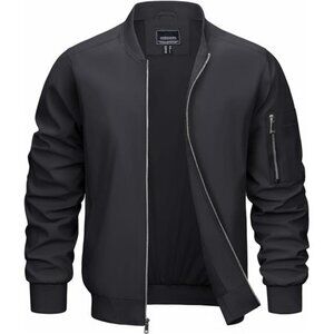Mens Bomber Jacket Lightweight Windbreaker Full Zip Casual Golf Coat Waterproof